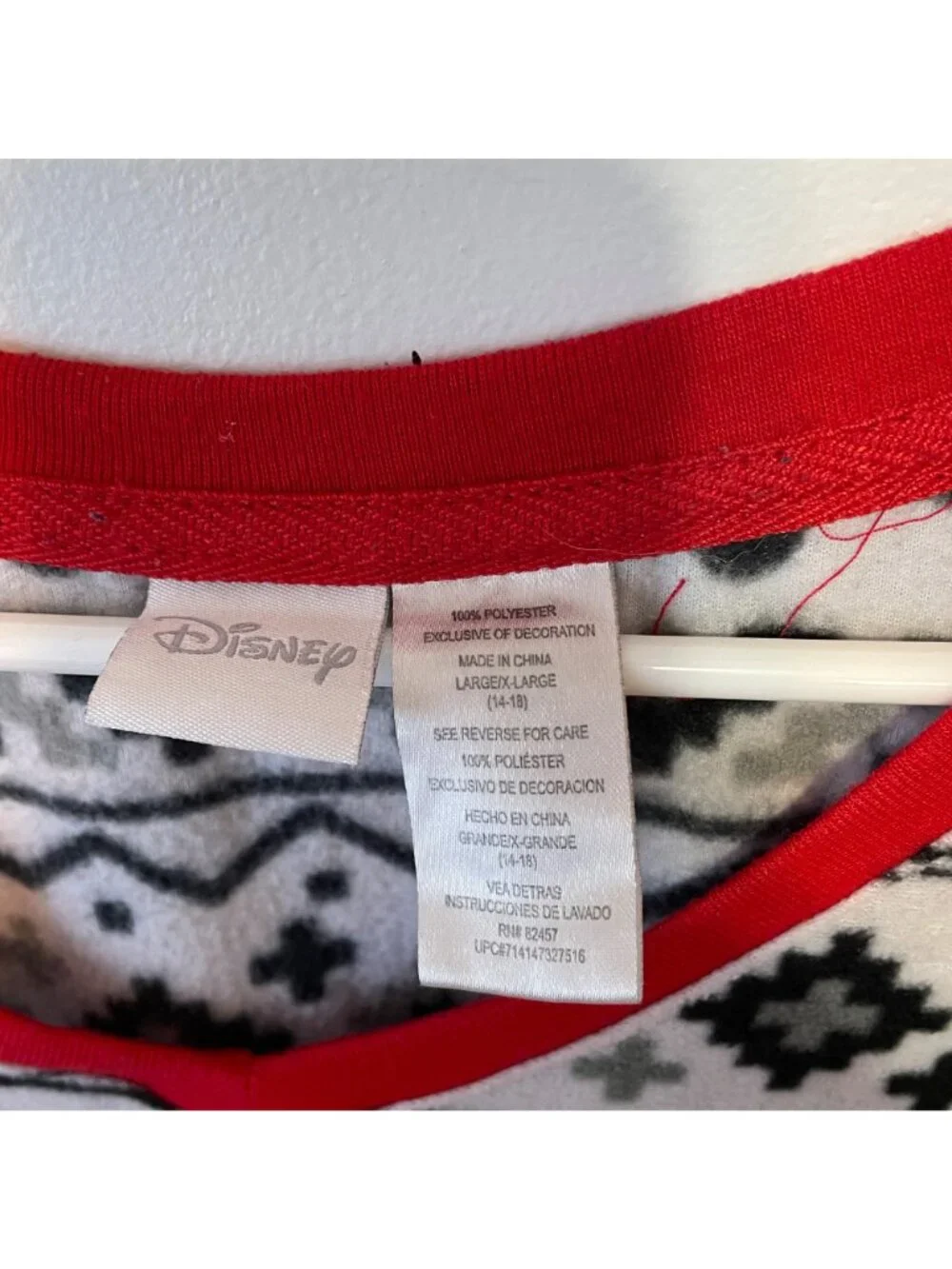 Disney Mickey Mouse Womens XL Cozy Fleece Long-Sleeve Nightshirt With Red Trim - Picture 5 of 7